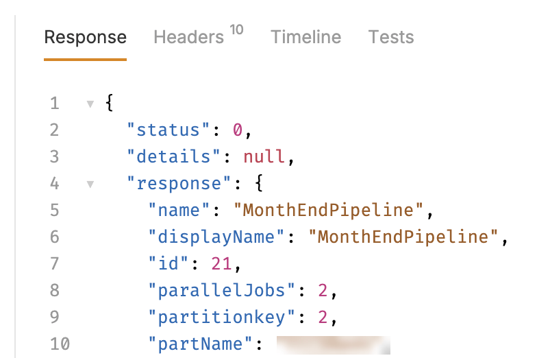 Pipeline name and parallel jobs in the response