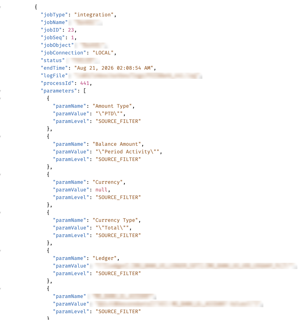 A job with its type, object and connection